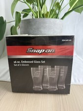 Snap On 16 Oz Embossed Glass Set Set of 4 Glasses SSX18P109 Brand New Factory 