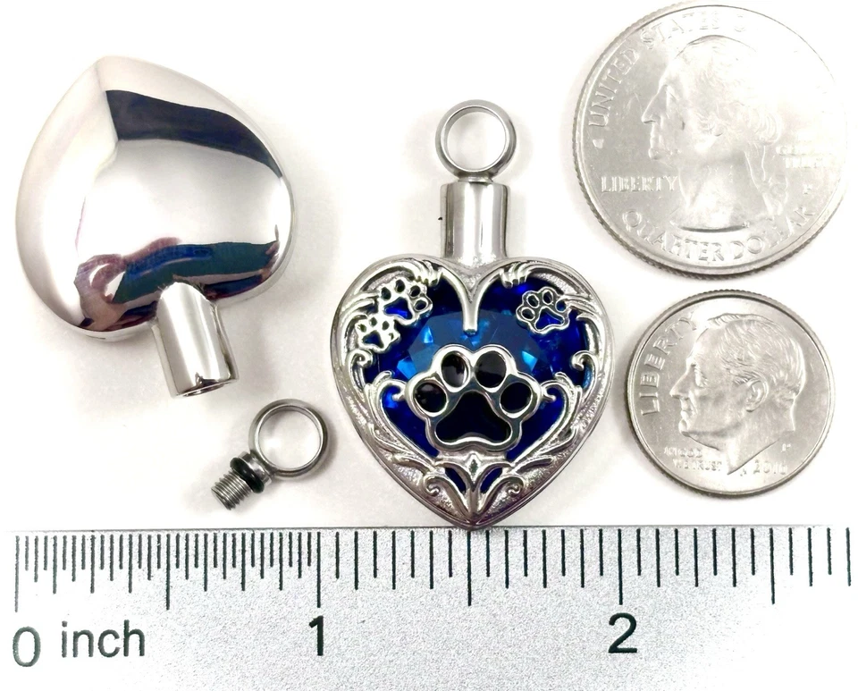 Llavero Urna Colgante Estampado Pata Cremación 1" Llavero Ceniza Perro Gato Mascota Azul Cobalto Foto 4 de 4
