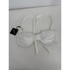 Zaful White Ruched Halter Bikini Top US 6 UK 10 EU 38 Swimwear