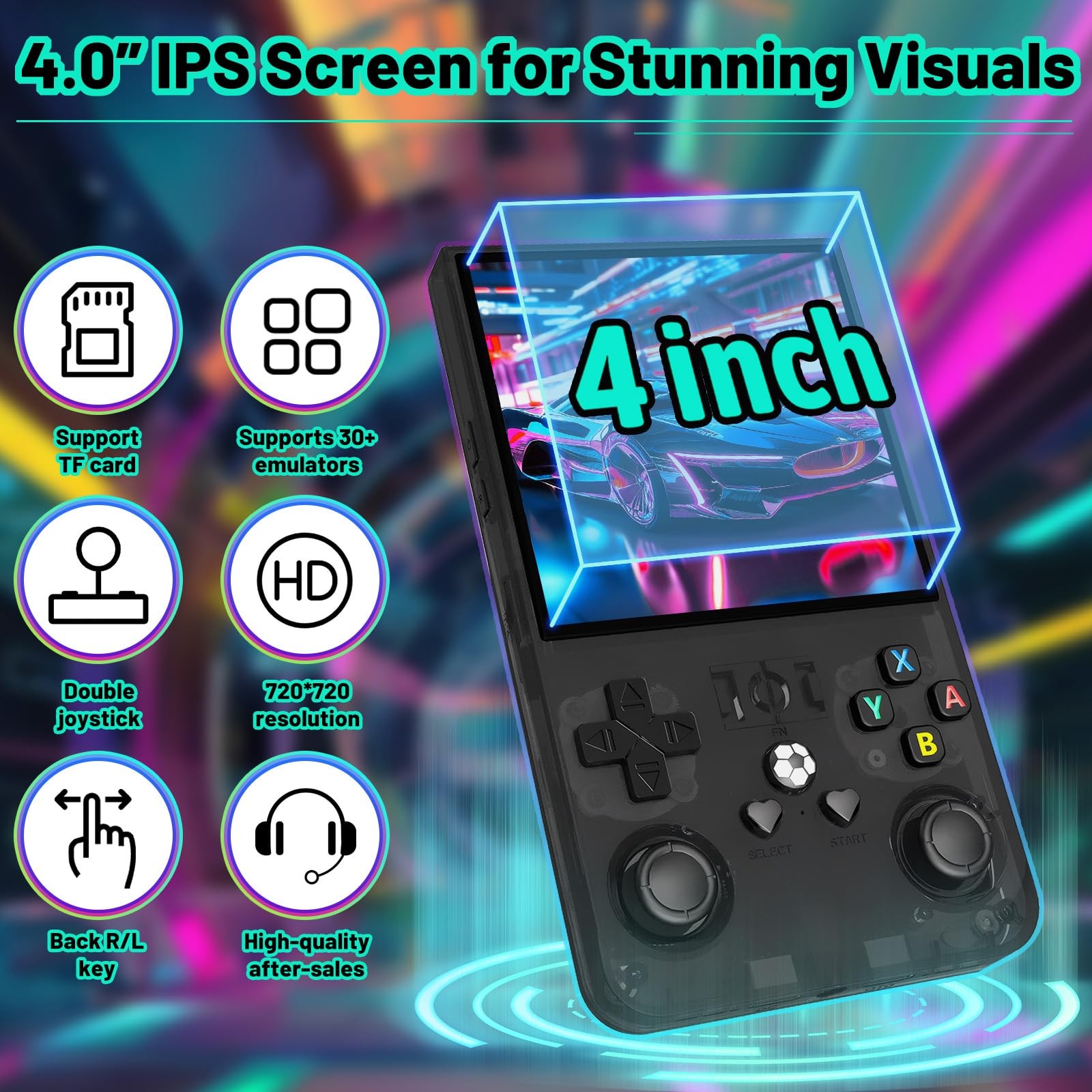 R36s max Retro Gaming Console Handheld Game Console , Game Emulator Handheld ...