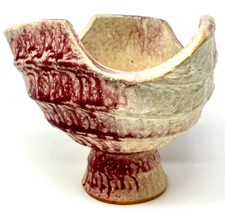 Signed Mid Century Ikebana Vase Pedestal  Sumiko Japan Gumiko Vintage 6.5 Tall