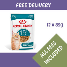 Royal Canin Ageing 15+ Senior Wet Cat Food Chunks In Gravy 12 x 85g NEW RANGE