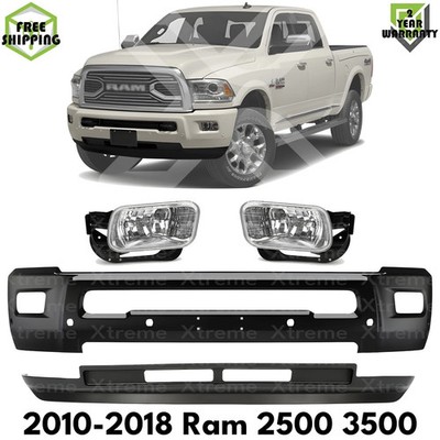 Front Bumper Face Bar Primed Steel & Fog Lights Kit For 2010-2018 Ram 2500 3500