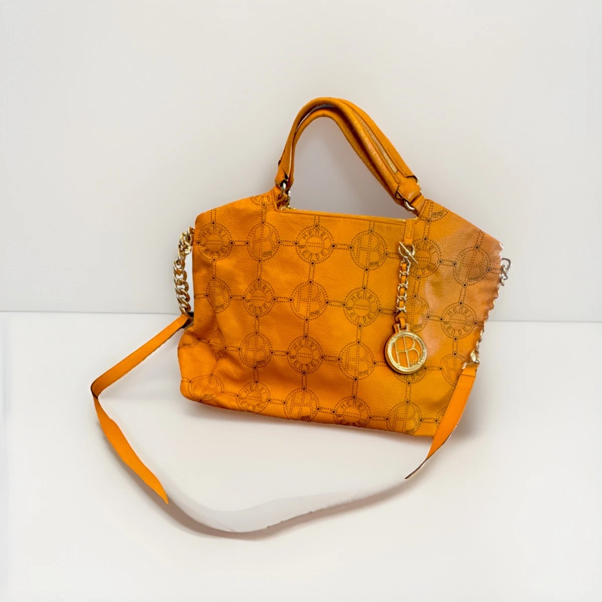 ✨RARE✨ Henri Bendel Red-Orange Leather & Gold Curb Chain Luxury Bag Strap Henri Bendel Handbags - Etsy main image 4