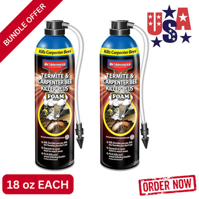 BioAdvanced Termite & Carpenter Bee Killer Foam Spray   Pack of 2 (18 oz Each)