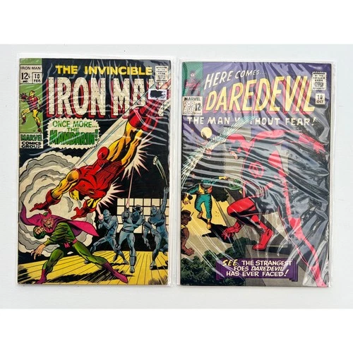Vintage Iron Man #10 & Daredevil #12 Comic Books 1968 Marvel Comics Lot
