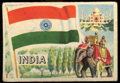 Trade Card, A&BC Kaugummi, FLAGGEN DER WELT, 1959, Std, Indien, #34