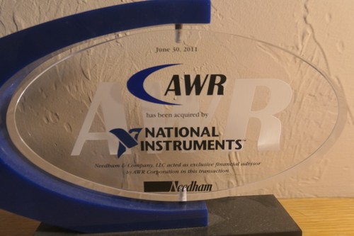 AWR National Instruments Deal Toy Tombstone.  Silicon Valley Deal