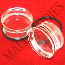1339 Acrylic Single Flare Clear 1" One inch Ear Plugs Gauges 25mm 1 Pair 2pcs