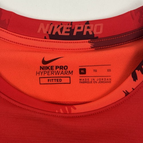 Nike Pro HyperWarm Fitted Long Sleeve Pullover Shirt Red Boys XL - Picture 7 of 13