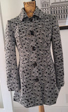 Donna Moore Dm Womens S Black & White Jacket Buttons In Front Swingy Textured