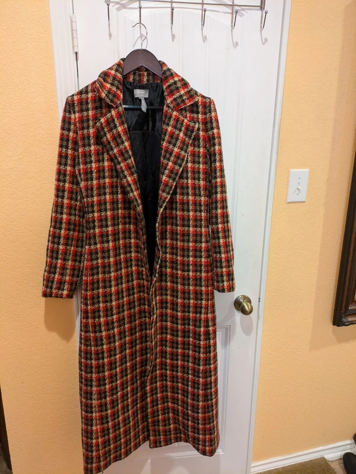Abrigo de mujer Old Navy tartán rojo a cuadros tallas M Foto 2 de 4