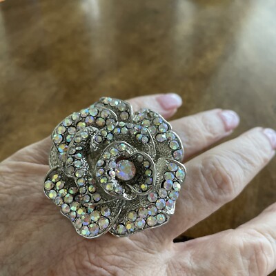 Camellia Ring Cocktail Karl Lagerfeld aurora, borealis, Elastic