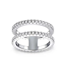 925 Silver Double Layer Ring Rhinestone Zircon Rings Women Wedding Jewelry Gift