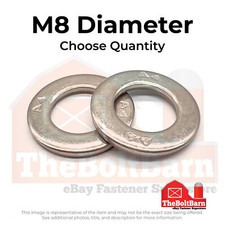 M8 A4-70 Stainless Steel Flat Washers (Pick Quantity)