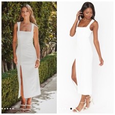 Show Me Your MuMu Eden Midi Dress in White Stretch Sz XXL