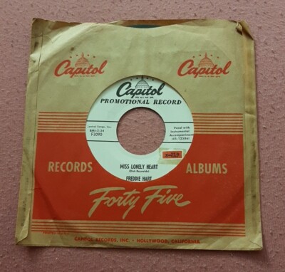 Freddie Hart WLP promo 45 Oh, Heart Let Her Go / Miss Lonely Heart Capitol F3090