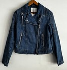 ENA PELLY Ladies Denim Jacket Size 8 BNWT Classic Biker Blue Mid Wash RRP $259