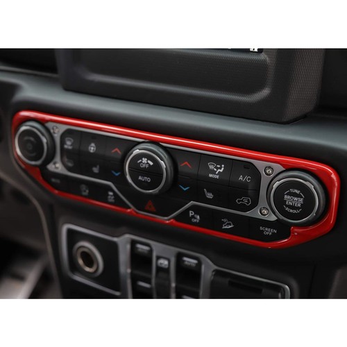 Red Center Control Switch Panel Cover Trim Frame For 18-25 Jeep Wrangler JL JLU - Picture 4 of 8