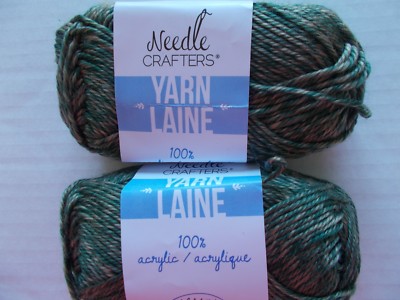 Needle Crafters acrylic twist yarn, Pine, lot of 2 (69 yds ea)