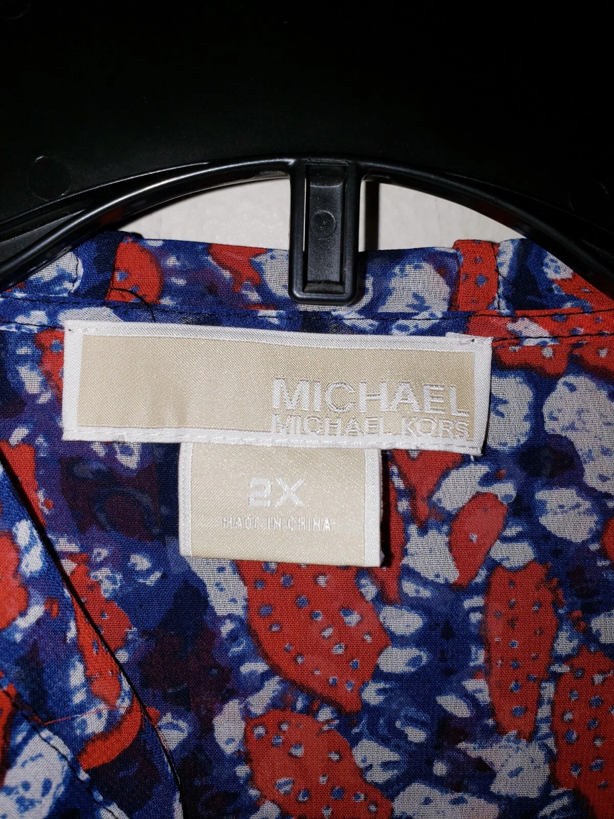 Camicia da donna Michael Kors MK rossa blu camicetta con cappuccio taglia plus 2X