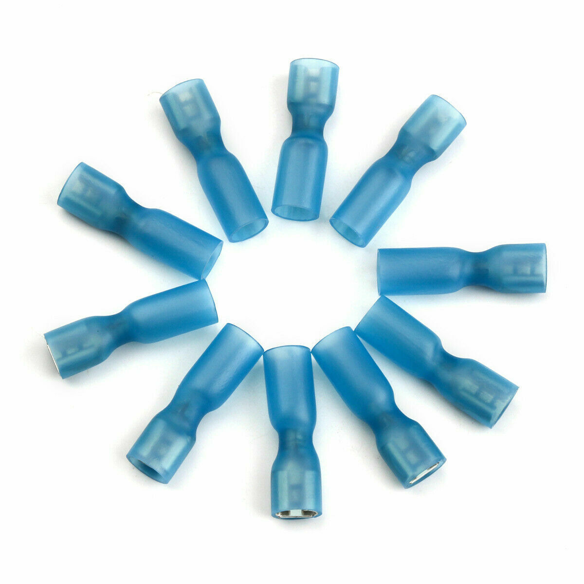 100 Set Heat Shrink Wire Terminals, 16-14AWG Blue Insulated Crimp Terminals Electrical Connectors Male Female Spade Connector Industrial Automotive Bo