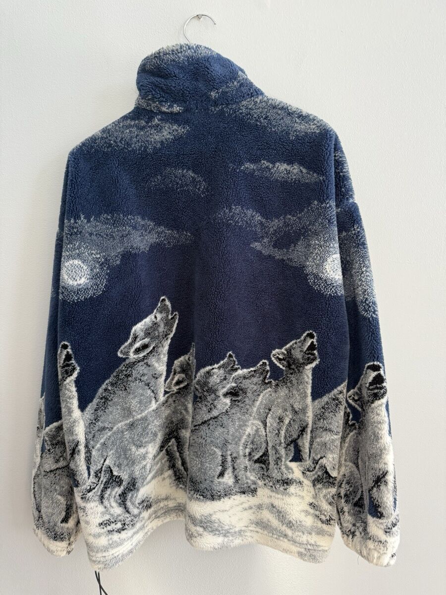 Vintage Full Front Zip Fleece Jacket Wolves Wildlife All Vintage Full Front Zip Fleece Jacket Wolves Wildlife All