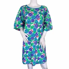 Gitano Vintage VTG 90's Floral Short Sleeve Cotton Shirt Dress EUC One Size