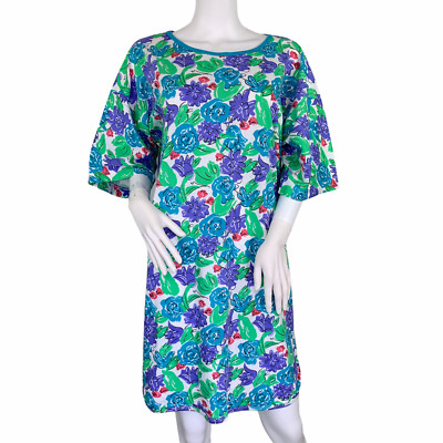 Gitano Vintage VTG 90's Floral Short Sleeve Cotton Shirt Dress EUC One Size