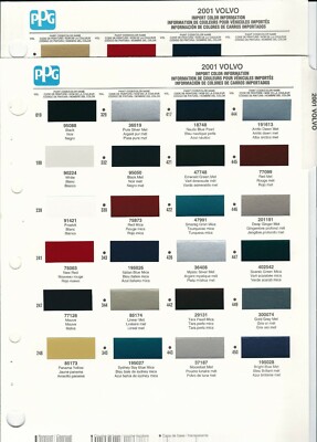 2000-2001 Volvo S70 S80 V70 S40 Paint Chips | Dupont and PPG
