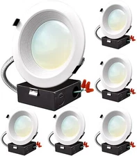 Luxrite 6 Inch Commercial LED Recessed Light with J-Box,12/16/20W, 3 Color(6pcs)