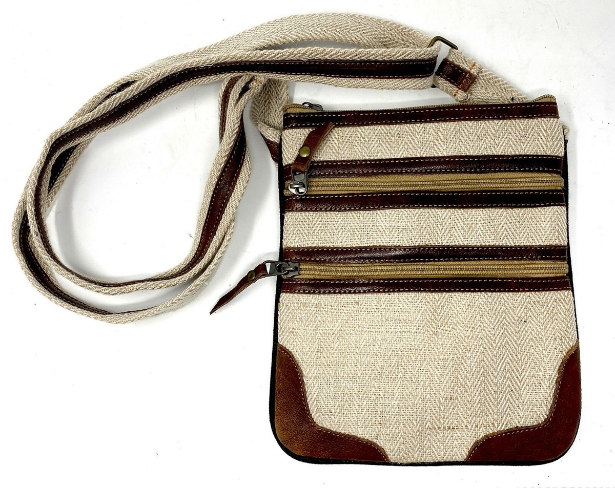 100% Hemp/Leather Sidebag Bag: side bag backpack case purse 