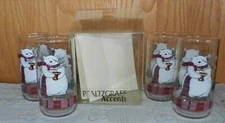 NIB 4 Pfaltzgraff SNOW BEAR 5.75" Glasses 14 oz Drinking Glass Tumblers Libbey