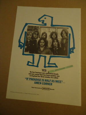 Amen Corner If paradise is twice as nice poster AD for 45 rpm Immediate records