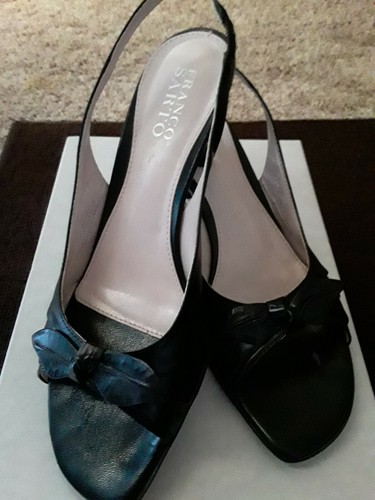 franco sarto lima printed leather elastic strap heel