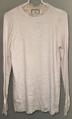 Tuckernuck Cream Lace Rosemary Ribbed Top - Size XL