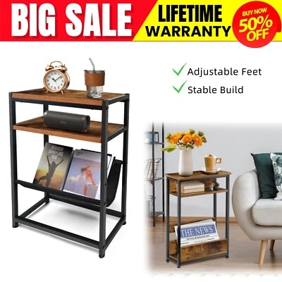 DAYPLUS NEW Home Office 3 Tier Narrow Side Table Bedside Table End Table for Small Space