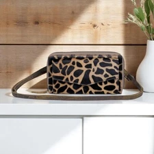 MYRA BAG NWT Navigate Genuine Calf Leather Trim Giraffe Crossbody Wallet Bag