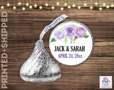 216 Wedding Purple Roses Kisses Kiss Candy Labels Sticker Personalized Favor