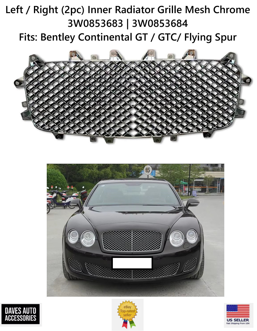 09-13 Bentley Continental GT GTC Flying Spur Grille Chrome Mesh Left Right NEW