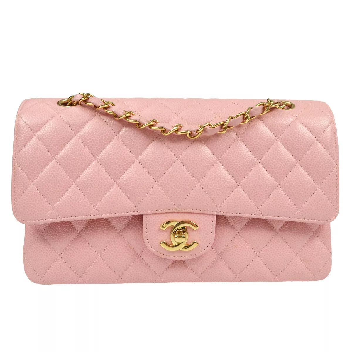 Chanel Classic Medium Double flap bag pink caviar leather