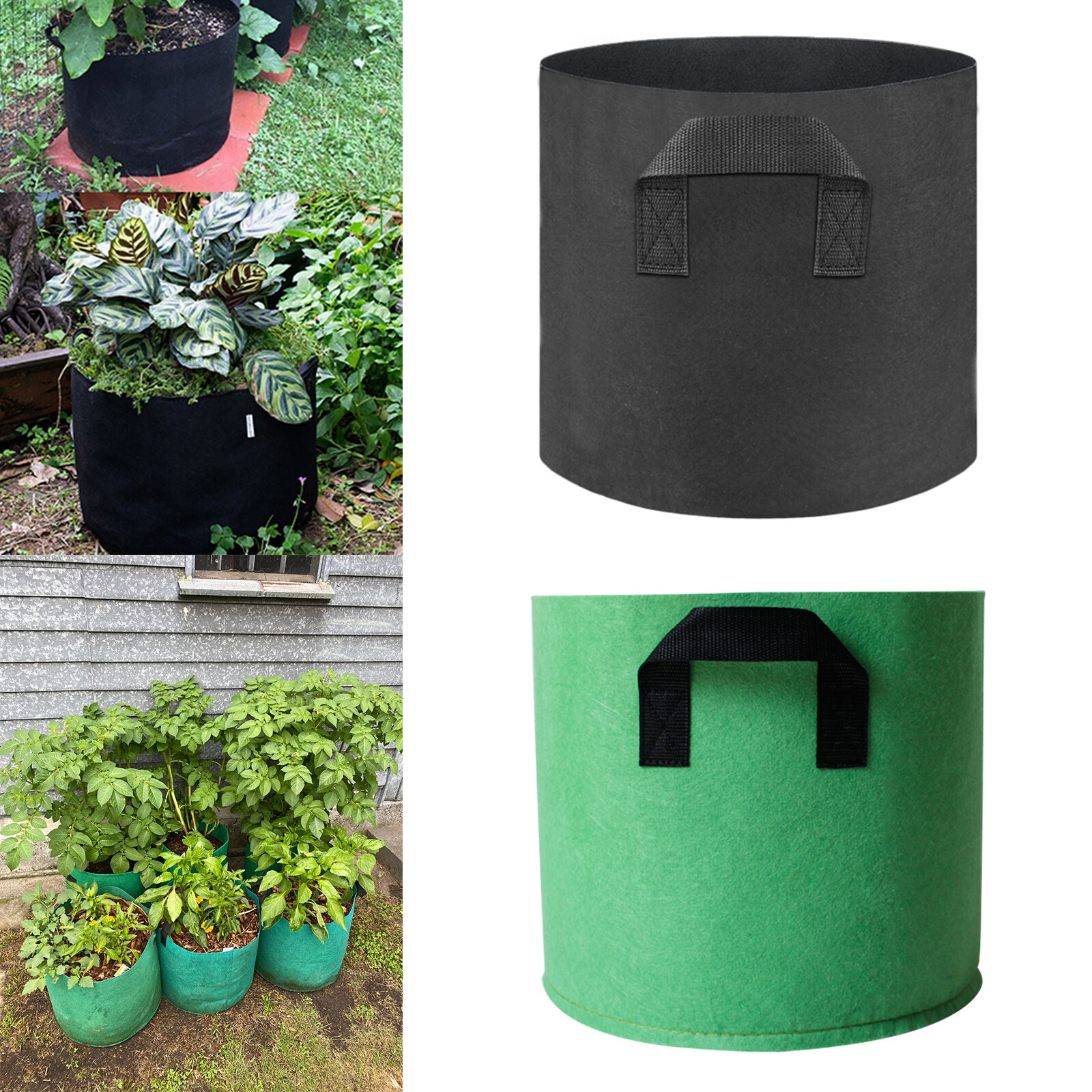 4 Pack 7 Gallons Nonwoven Fabrics Grow Bags For Tomatoes Breathable