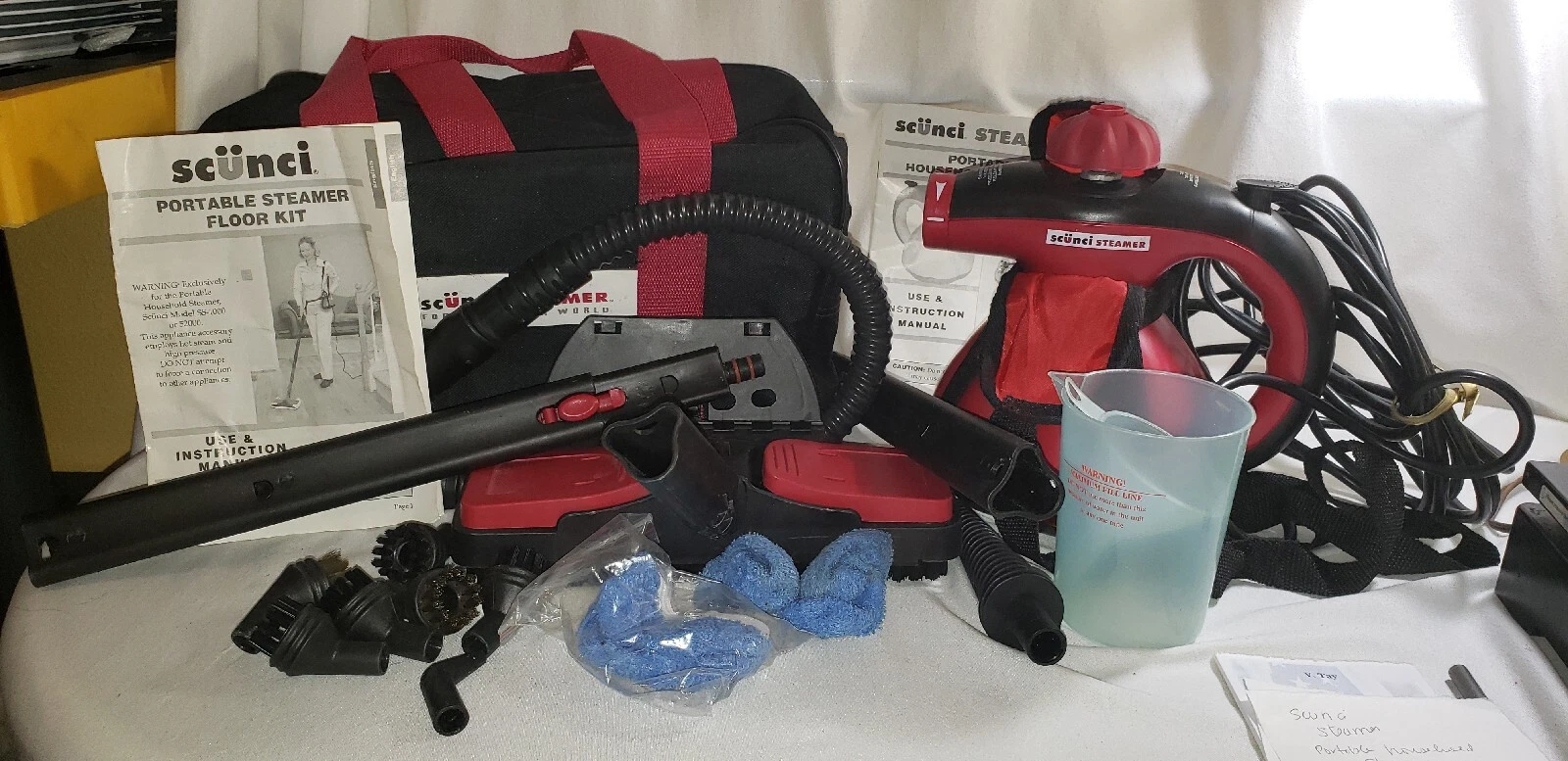 SCUNCI PORTABLE HOUSEHOLD STEAMER SS-1000 HANDHELD FLOOR & ATTACHMENTS CASE