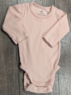 Baby Girl Clothes H&M Newborn Pink L/S Ribbed Bodysuit