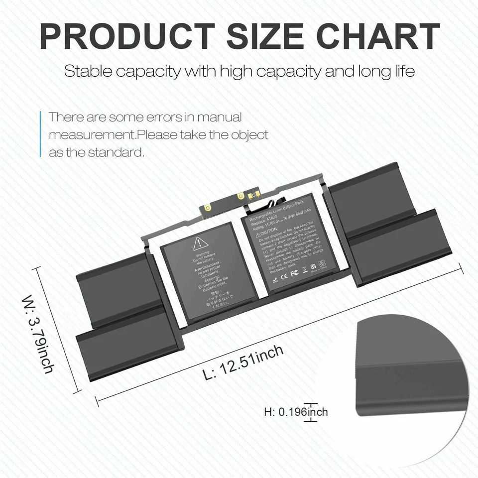 Batería A1820 para MacBook Pro 15"" A1707 finales de 2016 mediados de 2017 EMC 3162 3072 76Wh Foto 3 de 4