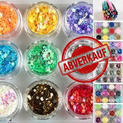 Nail Art Glitter & Fimo Set - Döschen, Stäbchen, Glitzer für Nageldesign Nägel
