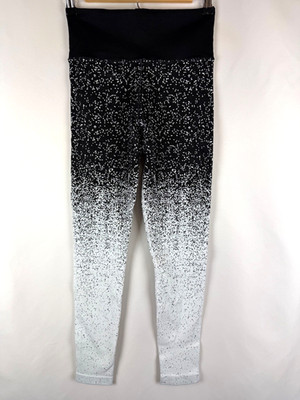 Athleta Black White Speckle Ombre Ribbed HR Flurry Base Layer Leggings Small S