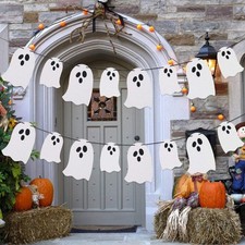 2Pcs Ghost Banner Garland Halloween Party Hanging Spooky Wall Decor Bunting Flag