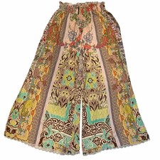 Johnny Was Palazo Pants Sz L Stretch Waist Pockets Floral Boho Loungewear