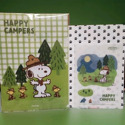Peanuts Snoopy Beagle Scout 2 Plastic Pocket Folder Set Lg 12x8.5 Small 8.75x6.5 - Image 1 of 4
